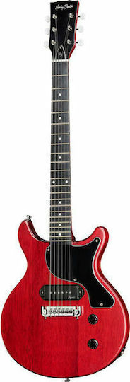 Harley Benton DC-Junior FAT Electric Guitar SG with 1xP90 Pickup Configuration Faded Cherry