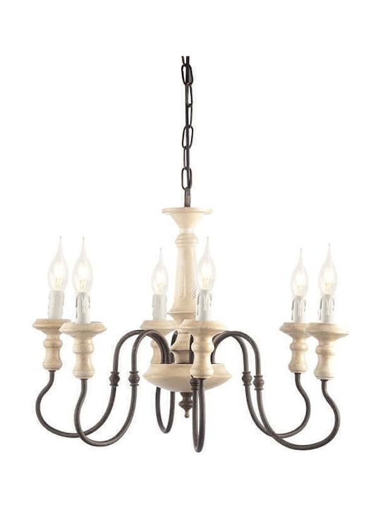 Aca Chandelier Candlestick 6xE14 White 60cm EG176P60R