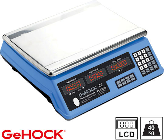 GeHock Electronic Balanță de Vânzare cu Amănuntul cu Capacitate de Cântărire 40kg și Subdiviziune 2gr