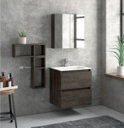 Karag Today 60 Πάγκος με Νιπτήρα Μελαμίνη Μ58.5xΒ45xΥ63cm Καφέ