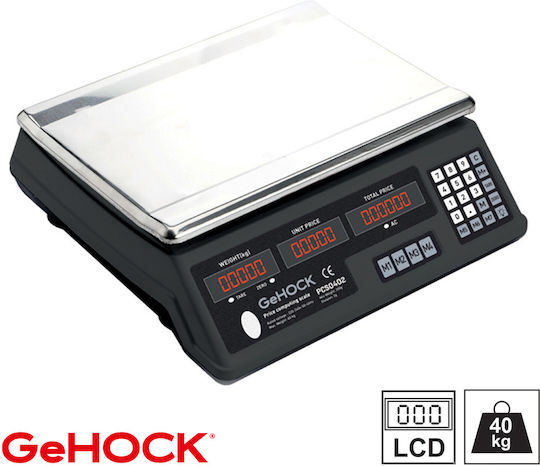 GeHock Electronic Balanță de Vânzare cu Amănuntul cu Capacitate de Cântărire 40kg și Subdiviziune 2gr