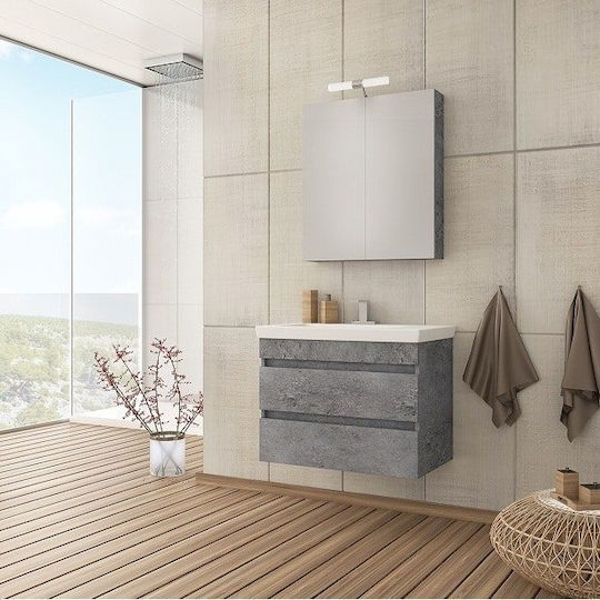 Drop Luxus 70 Blat cu Lavoar & Oglindă cu lumină L70xW40xH50cm Granit Drop Luxus 70 Blat cu Lavoar & Oglindă cu lumină L70xW40xH50cm Granit