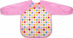 Interbaby Dots Waterproof Coverall Plastic with Hoop & Loop Fastener & Sleeves Pink