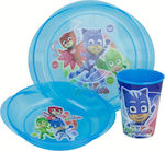 Diakakis Feeding Set PJ Masks Dining Set made of Plastic Light Blue 3pcs 000484088