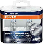 Osram Λάμπες Αυτοκινήτου Night Breaker Unlimited H1 Αλογόνου 12V 55W 2τμχ