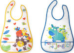 Interbaby Fun in the Jungle & Animals Waterproof Bib Plastic with Hoop & Loop Fastener & Pocket Multicolored 2pcs