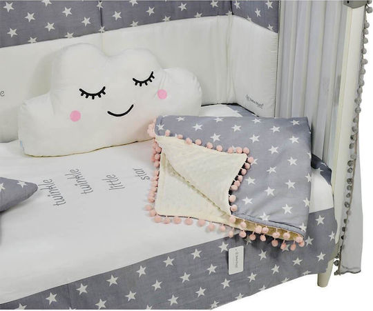 Bebe Stars Nursery Swaddling Blanket Pom-Pom Stars 90x110cm