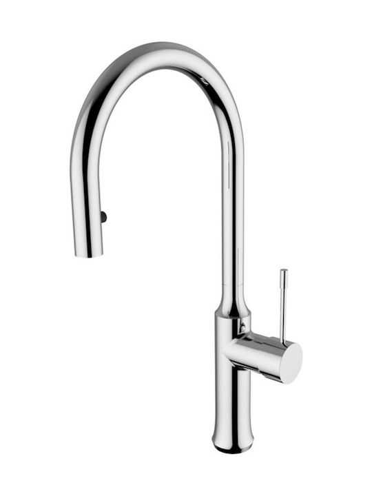 Ottone Meloda Kitchen Faucet Counter with Pull-Out Spray Chrome