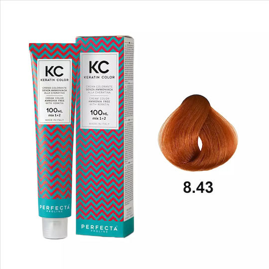 Faipa Perfecta Keratin Color Βαφή Μαλλιών 8.43 Ξανθό Ανοιχτό Χάλκινο Χρυσαφί 100ml