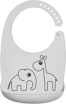 Done by Deer Friends Waterproof Bib Silicone with Button & Pocket Gray