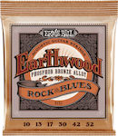 Ernie Ball Πλήρες Σετ Phosphor Bronze Χορδών για Ακουστική Κιθάρα Earthwood Rock and Blues 10 - 52"
