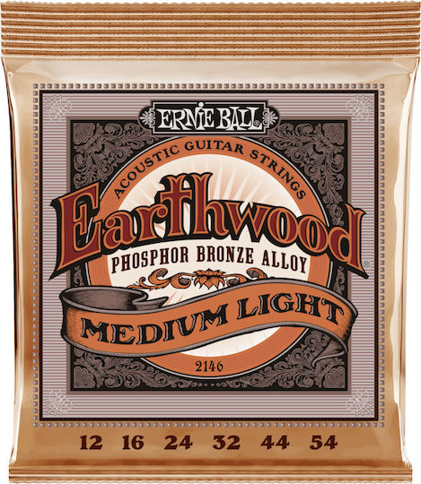 Ernie Ball Earthwood Set Acoustic Guitar Strings Phosphor Bronze 12 - 54 Medium Light