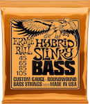 Ernie Ball Πλήρες Σετ Nickel Wound Χορδών για Μπάσο Slinky Bass 4-String Hybrid 45 - 105"