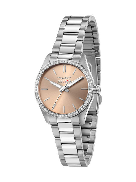 Sector 270 Crystals Watch with Silver Metal Bracelet