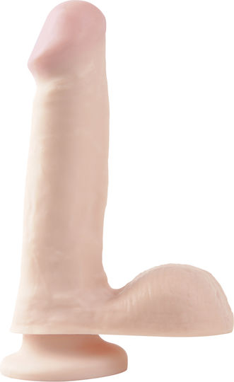 Basix Rubber Works Glass Dildo with Balls and Suction Cup Flesh 15cm