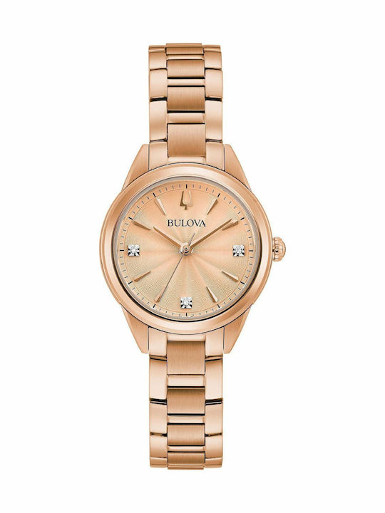 Bulova Sutton Γυναικείο Ρολόι 28mm Μπαταρίας με Ροζ Χρυσό Μεταλλικό Μπρασελέ