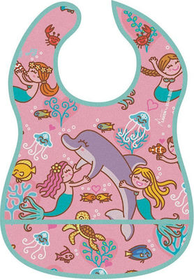 Laken Sirenas Waterproof Bib Plastic with Hoop & Loop Fastener & Pocket Pink for 24 m+ LBS