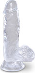 King Cock Clear Dildo din sticlă cu testicule și ventuză Transparent 13cm