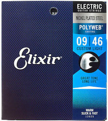 Elixir Set of Nickel Plated Steel Strings for Electric Guitar Polyweb