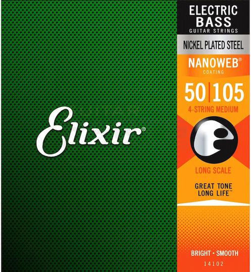 Elixir Nanoweb Set Corzi Pentru Bas Oțel Inoxidabil 50 - 105
