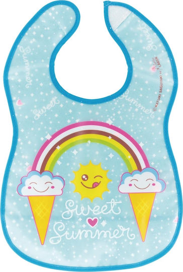 Laken Katuki Saguyaki Waterproof Bib Plastic with Hoop & Loop Fastener & Pocket Light Blue for 0 m+