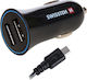 Swissten Încărcător Auto 12W 2.4A cu Porturi: 2xUSB împreună cu Cablu Type-C Negru Culoare