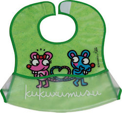 Laken Kukuxumusu Micelovers Waterproof Bib Plastic with Hoop & Loop Fastener Green