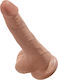 King Cock Glass Dildo with Balls and Suction Cup Tan 15cm