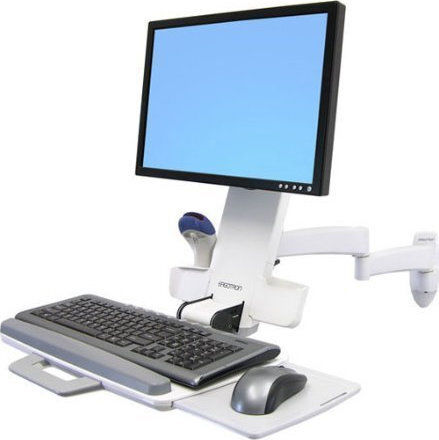 Ergotron 200 Series Wall Mounted Stand Monitor up to 24" with Arm White