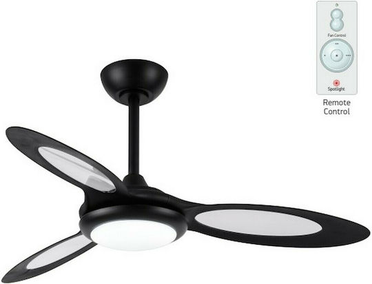 Spot Light Ventilator De Tavan 112cm Cu Lentile De Mărire Negru