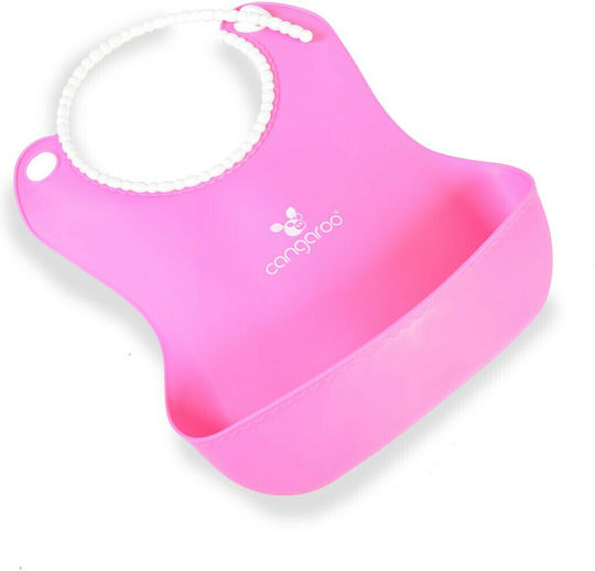 Cangaroo Am Am Waterproof Bib Silicone with Button & Pocket Pink