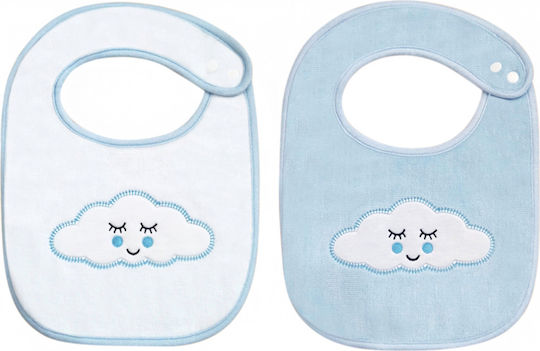 Kikka Boo Sleepy Cloud Σαλιάρα Υφασμάτινη με Κουμπί Blue 2τμχ