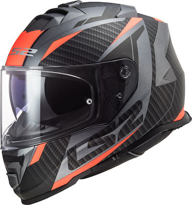 LS2 FF800 Storm Racer Matt Titanium Fluo Orange Motorradhelm Volles Gesicht ECE 22.05 1400gr 10800 21 52