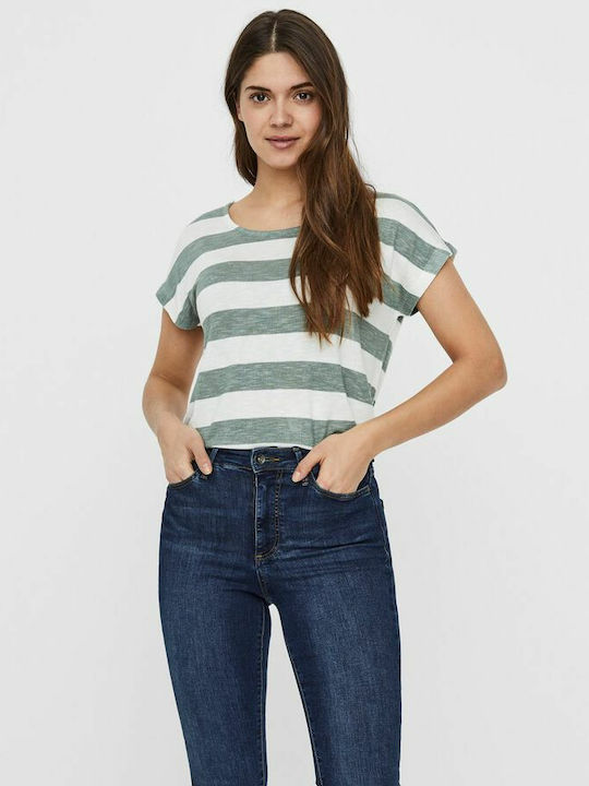 Vero Moda Women's Summer Blouse Short Sleeve Striped Laurel Wreath