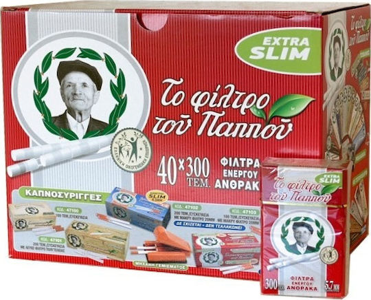 Του Παππού Extra Slim Ενεργού Άνθρακα 300 Φιλτράκια 40τμχ