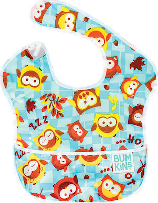 Bumkins Owl Waterproof Bib Plastic with Hoop & Loop Fastener & Pocket Multicolored for 6 m+