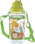 Puckator Kids Plastic Water Bottle with Straw Zooniverse Green 450ml