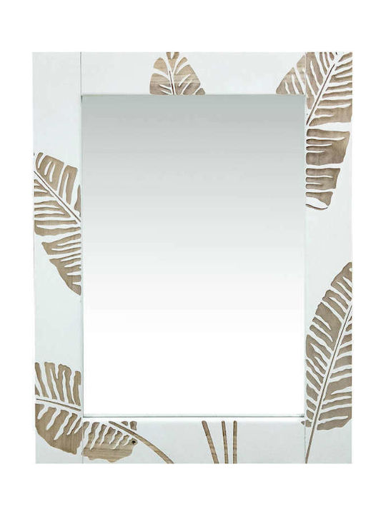 Bizzotto Folium Wall Mirror with White/ Natural Wooden Frame 76x54cm 1pcs