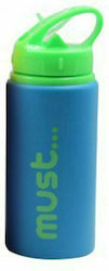 Must Blue Kids Water Bottle Aluminium with Straw Blue 500ml