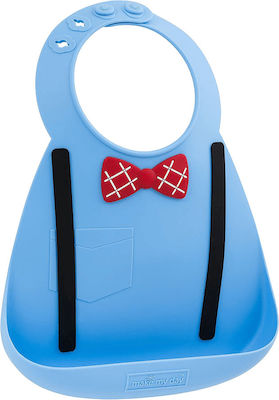 Make my Day Scholar Waterproof Bib Plastic with Button & Pocket Navy Blue for 6 m+