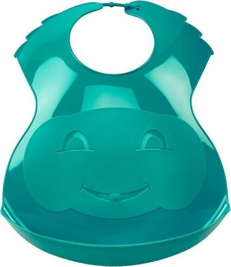 Thermobaby Αδιάβροχη Σαλιάρα Πλαστική με Κουμπί & Τσέπη Deep Peacock