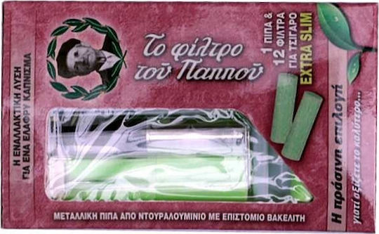 Του Παππού Πίπες Τσιγάρων Extra Slim 5.7mm Πράσινο 12τμχ