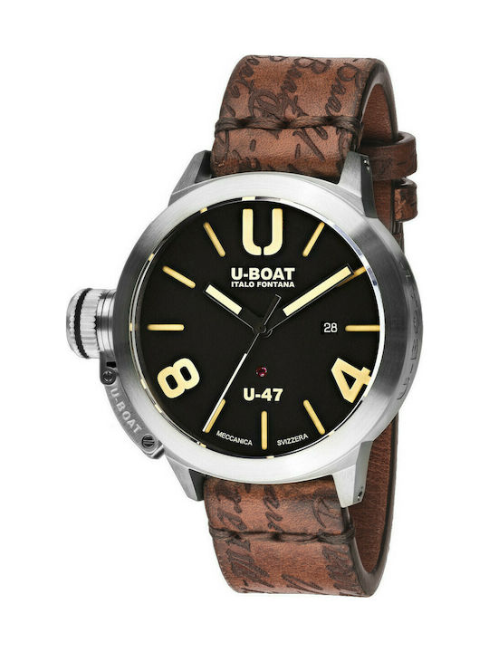 U-Boat Classico U-47 AS1 Ανδρικό Ρολόι 47mm Αυτόματο με Καφέ Δερμάτινο Λουράκι