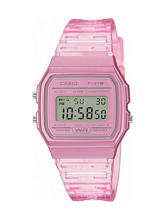 Casio Digital Watch Chronograph with Pink Rubber Strap