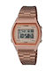 Casio Digital Watch Chronograph with Pink Gold Metal Bracelet