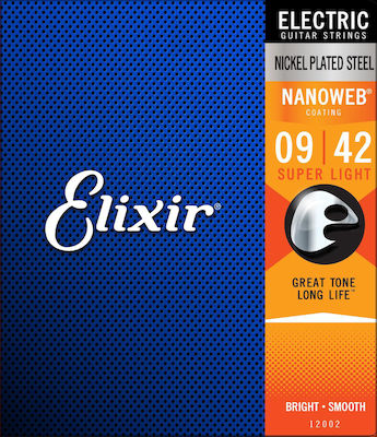 Elixir Πλήρες Σετ Nickel Plated Steel Χορδών για Ηλεκτρική Κιθάρα Nanoweb 9 - 42"