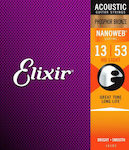 Elixir Set of Phosphor Bronze Strings for Acoustic Guitar Nanoweb