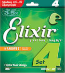 Elixir Set Stahl Saiten für Bass Nanoweb Bass Mittelgroß 45 - 105"