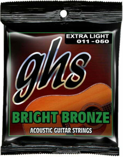 GHS Strings Bright Bronze 6-Saiten Akustikgitarrensaiten Aluminium Bronze 11 - 60 Zoll Extra Leicht