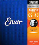 Elixir Set Vernickelter Stahl Saiten für E-Gitarre Nanoweb 9 - 46" 12027